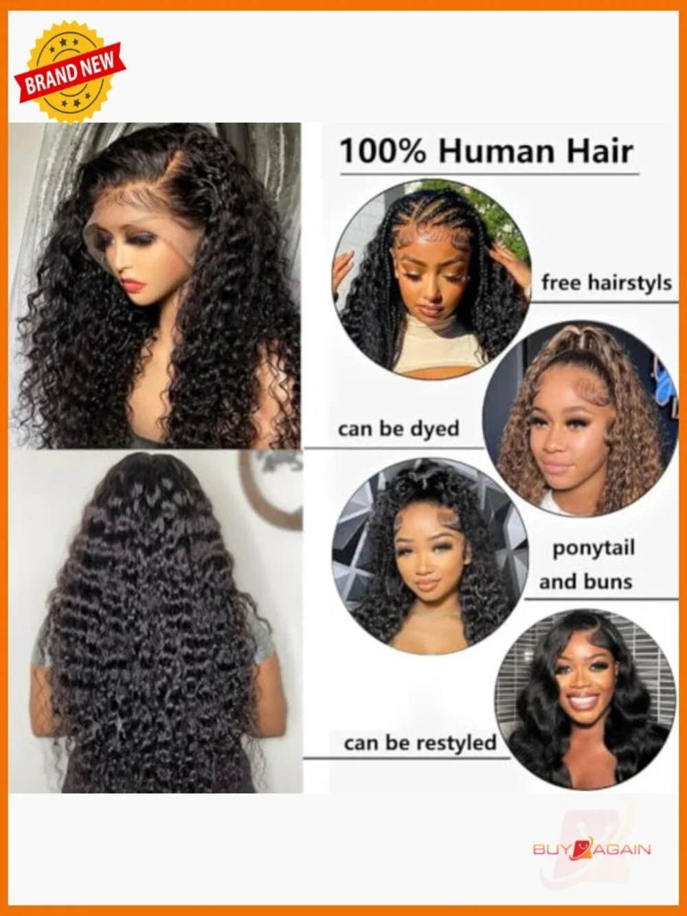 30 Inch 13x6 HD Lace Front Wig Human Hair 200 Density Deep Part Curly